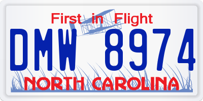 NC license plate DMW8974