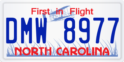 NC license plate DMW8977