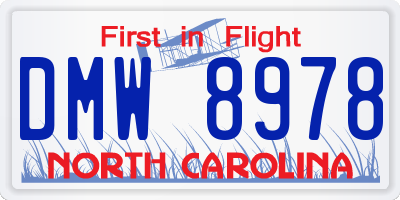 NC license plate DMW8978