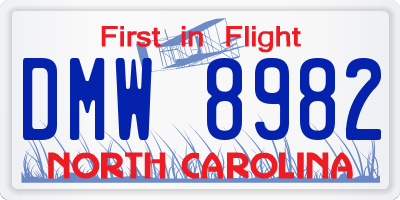 NC license plate DMW8982