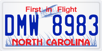 NC license plate DMW8983