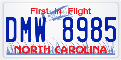 NC license plate DMW8985