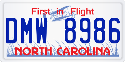 NC license plate DMW8986