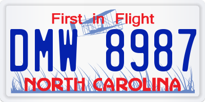 NC license plate DMW8987