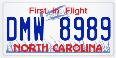 NC license plate DMW8989