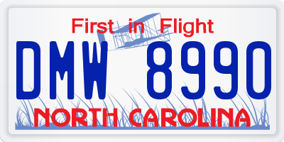 NC license plate DMW8990