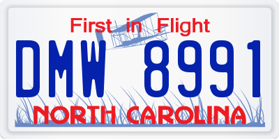 NC license plate DMW8991