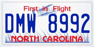 NC license plate DMW8992