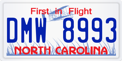 NC license plate DMW8993