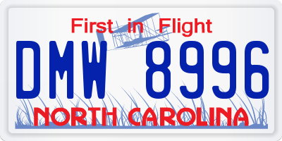 NC license plate DMW8996