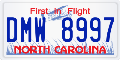 NC license plate DMW8997