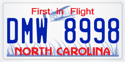 NC license plate DMW8998