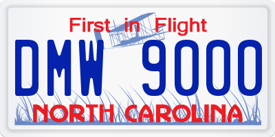 NC license plate DMW9000