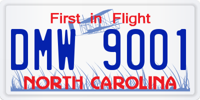 NC license plate DMW9001