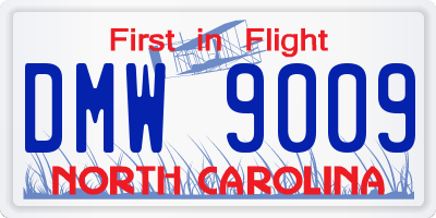 NC license plate DMW9009