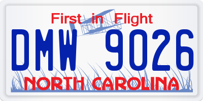 NC license plate DMW9026
