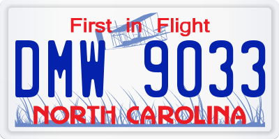 NC license plate DMW9033