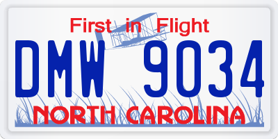 NC license plate DMW9034