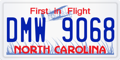 NC license plate DMW9068