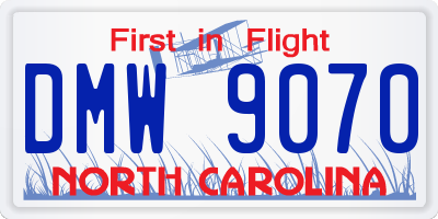 NC license plate DMW9070