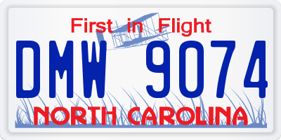 NC license plate DMW9074