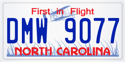 NC license plate DMW9077