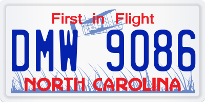 NC license plate DMW9086