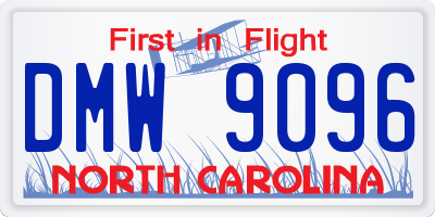 NC license plate DMW9096