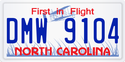 NC license plate DMW9104