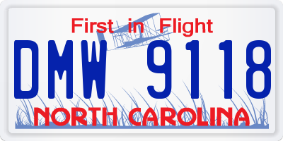 NC license plate DMW9118