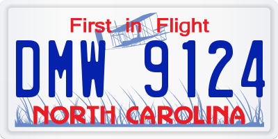 NC license plate DMW9124
