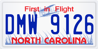 NC license plate DMW9126
