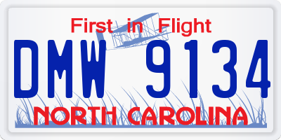 NC license plate DMW9134