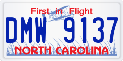 NC license plate DMW9137