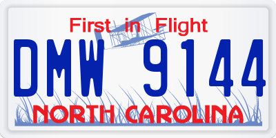 NC license plate DMW9144