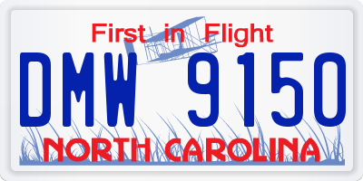 NC license plate DMW9150