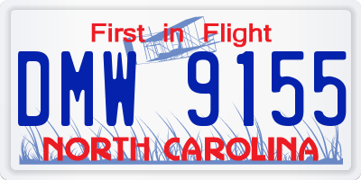 NC license plate DMW9155