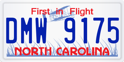 NC license plate DMW9175