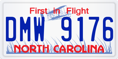 NC license plate DMW9176