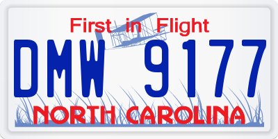 NC license plate DMW9177