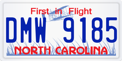NC license plate DMW9185