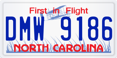NC license plate DMW9186