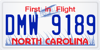 NC license plate DMW9189