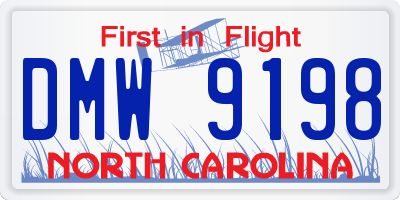 NC license plate DMW9198