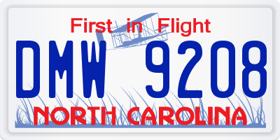 NC license plate DMW9208