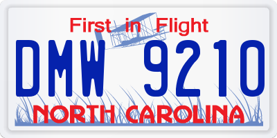 NC license plate DMW9210