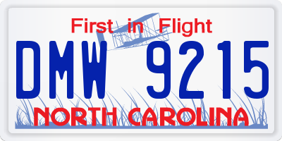 NC license plate DMW9215