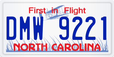 NC license plate DMW9221