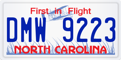 NC license plate DMW9223