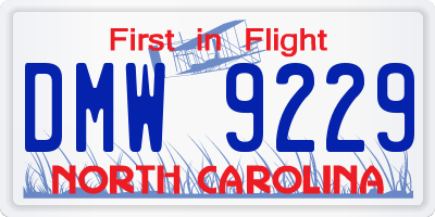 NC license plate DMW9229